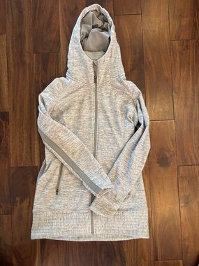 Athleta Light Heather Gray Hooded Zip Jacket